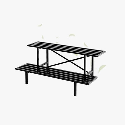 Zhongma 2 Tier Sturdy Metal Plant Stand Heavy Duty Plant Holder for Home Indoor and Outdoor, L35.43 x W17.5 x H14 inch, 440 LBS Capacity & Heavy Duty Construction.