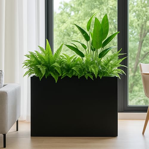 40”L x 12”W x 30”H Metal Planter Tall Rectangular Planter