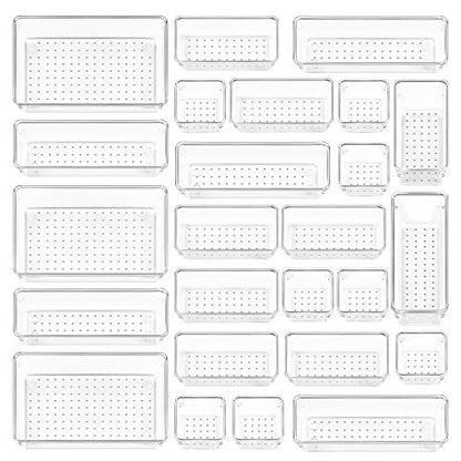 25 PCS Clear Plastic Drawer Organizers Set (25 Count)