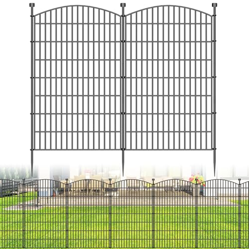 5 Panel No Dig Decorative Garden Fence 48" H x 11.4'L Outdoor Dog Barrier (9.8 Sq Ft)