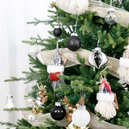 34PCS Black White Christmas Ball Ornaments Set for Tree Decor (34 Count)