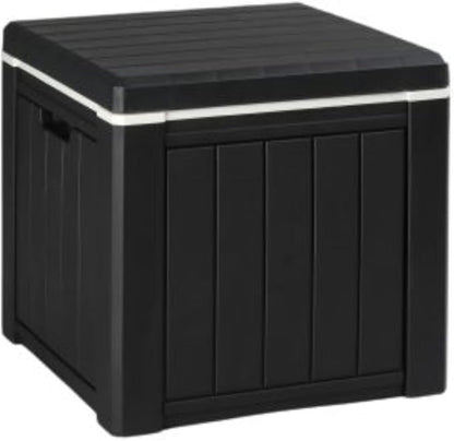 VINGLI 10 Gallon Outdoor Deck Box, Outdoor Patio Deck Box with Built-in Handles, All-Weather Square Storage Container for Garden, Poolside & Balcony (Black)