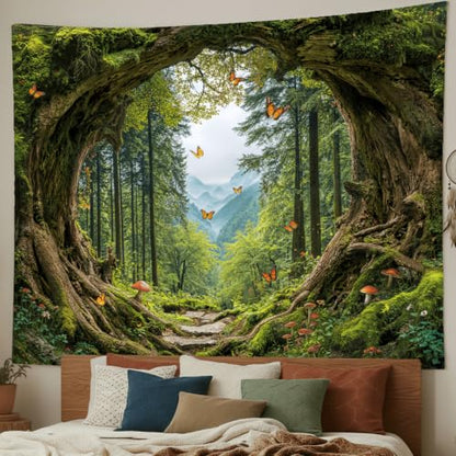 Green Nature Forest Tapestry 90x68 Inch