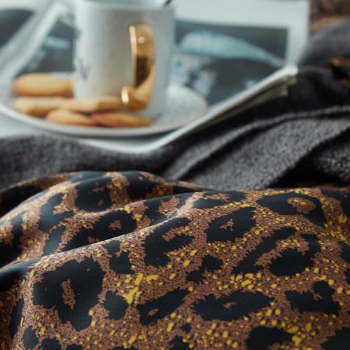 Leopard Print Comforter Set Queen Vintage Animal Cheetah Printed Comforter Soft Fluffy Brown (3 Count)