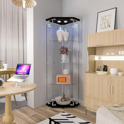 Corner Glass Display Cabinet with LED
