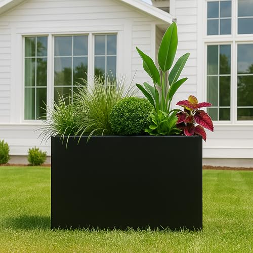 40”L x 12”W x 30”H Metal Planter Tall Rectangular Planter