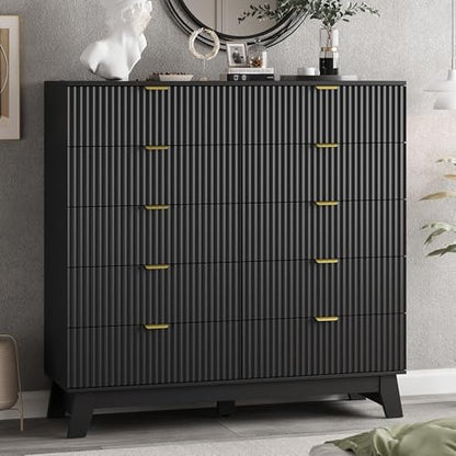 Fluted Dresser for Bedroom with 10 Drawers
