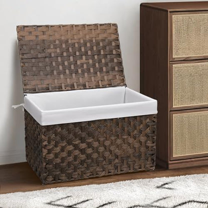 Large Wicker Storage Basket with Lid