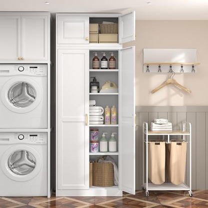 86"Metal Pantry Storage Cabinet with Doors & 4 Adjustable Shelves