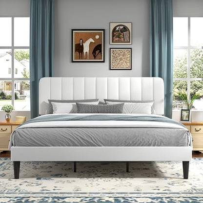 King Size Bed Frame with Upholstered Headboard
