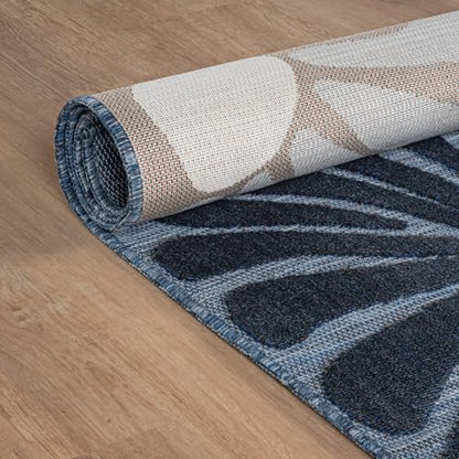 Outdoor Rug 9x12 Large Modern Floral Tropical Area Rugs for Outdoor and Indoor Patio Easy to Clean Non Shedding Living Room Porch Garden Washable Outside Carpet (108 Sq Ft)