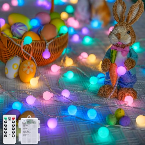 33ft 100 LED Globe Easter Lights Battery Operated with Remote