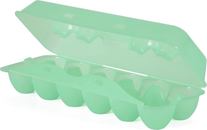 Tuff Stuff TS-ETS12 Reusable Carrier Washable Storage Container Empty Plastic Chicken Egg Carton Tray with Lid, 12 Eggs, Green