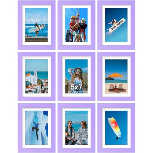5x7 Picture Frames Set of 9 for Wall or Tabletop Display (9 Count)