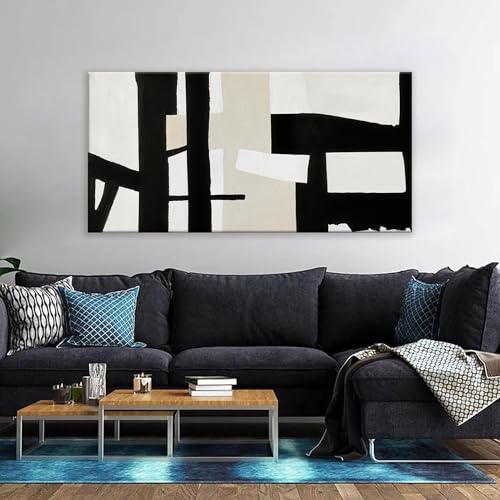 Canvas Art Wall Decor Black White Abstract Wall Art For Living Room Modern Canvas Prints Pictures Black And Grey White Wall Art For Bedroom Hotel Home Wall Decor 24 x 48 Inch