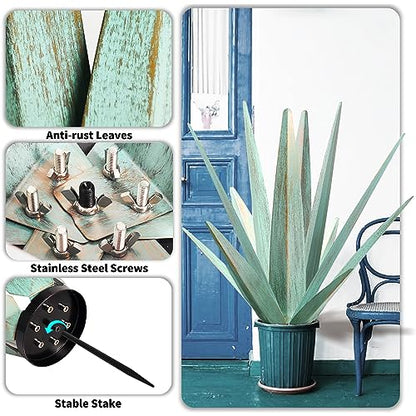 24" Metal Agave Plant Outdoor Decor