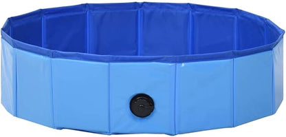 Foldable Dog Swimming Pool, Foldable Pet Swimming Pool, Portable Dog Pool, Bath Pool Collapsible Dog Pet Pool Bathing Tub, 31.5"x7.9" PVC Blue