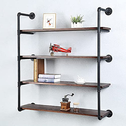 Industrial Pipe Shelves With Wood Planks