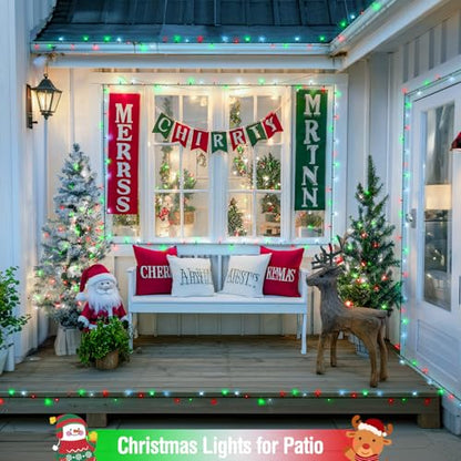 66ft 200 LED Red White and Green Christmas Lights Plug in (66 Foot)