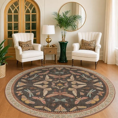 Vintage 6ft Round Living Room Rug (28.27 Sq Ft)