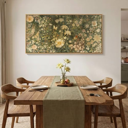 Large Framed Vintage Floral Botanical Wall Art for Living Room