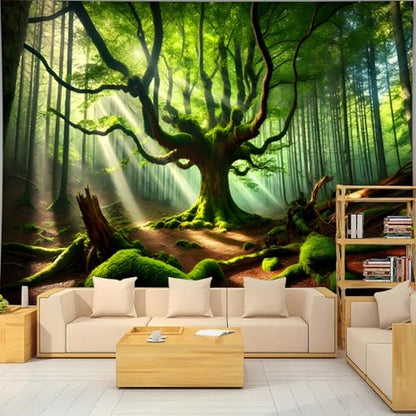 Nature Tapestry Forest Tree Sea Cave Wall Hanging
