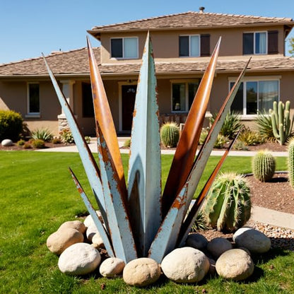 24” Metal Agave Plant Outdoor Decor