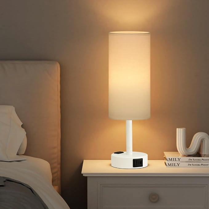 Fenmzee Matte White Bedside Table Lamp