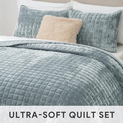 Channel Box Stitch Velvet Quilt Set