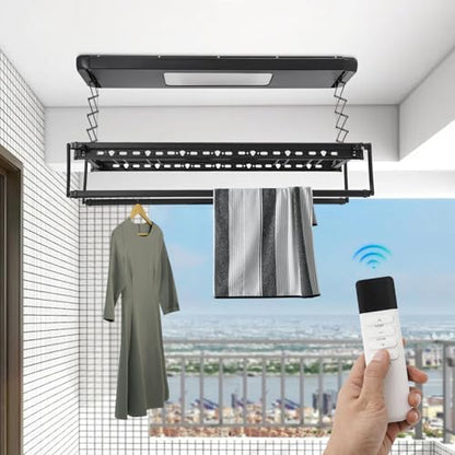 Electric Retractable Airing Rack Black