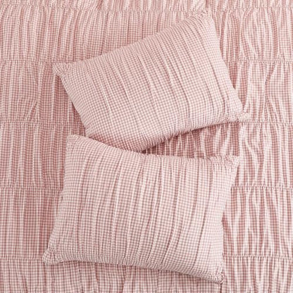 Pink Gingham Full Size Comforter Sets