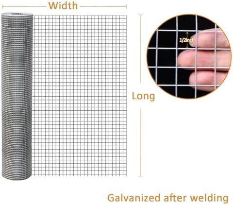 Stainless Steel Welded Wire Mesh, 1/2 Inch Chicken Coop Fencing, Heavy Duty Poultry Netting Roll, Durable 1mx8m (39inx26.2ft) Hardware Cloth for Chicken Run