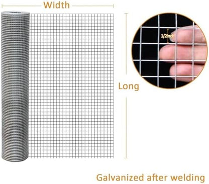 Stainless Steel Welded Wire Mesh, 1/2 Inch Chicken Coop Fencing, Heavy Duty Poultry Netting Roll, Durable 1mx8m (39inx26.2ft) Hardware Cloth for Chicken Run