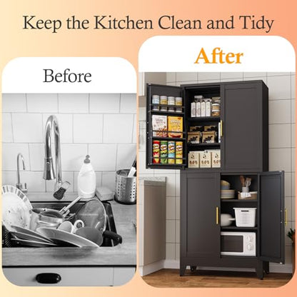 Black Kitchen Pantry Storage Cabinet
