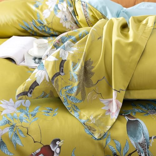 Vintage Garden Floral Comforter Set Twin XL Vibrant Color Birds Flower Pattern Comforter Fluffy Soft Microfiber Boho Floral Bedding Comforter with 2 Pillowcases Cottage Botanical Comforter Set