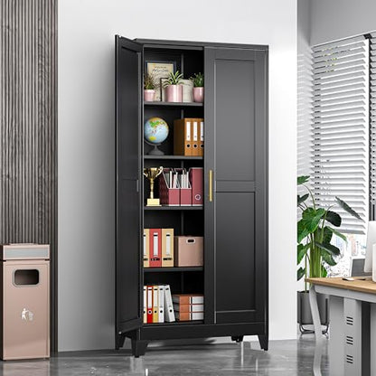71" Tall Metal Storage Cabinet with 2 Doors and 4 Adjustable Shelves