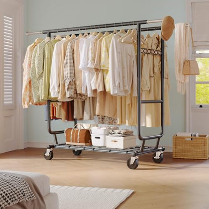 Clothing Rack 650LBS Heavy Duty Collapsible Double Rods Shelves