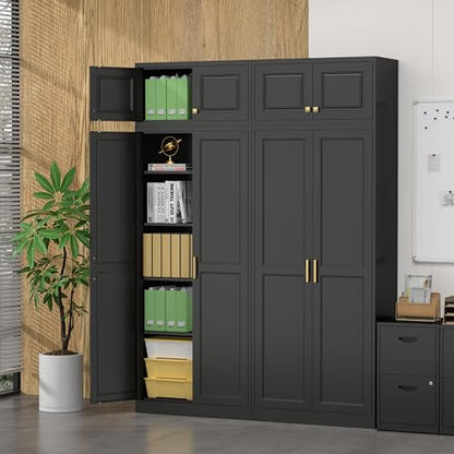 86"Metal Pantry Storage Cabinet with Doors & 4 Adjustable Shelves