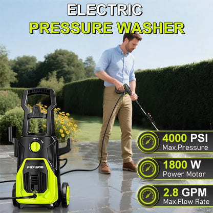 Electric Pressure Washer, 4000PSI 2.8GPM Power Washer, 3-in-1 Self-Priming High Pressure Washer, for Cars, Patio, Deck