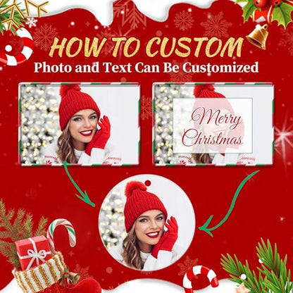Personalized Christmas Ornaments 2025 Ceramic Custom Photo Picture Text Christmas Ornament Personalized Ornament Christmas Xmas Tree Decorations for Kids Couples Family Friends
