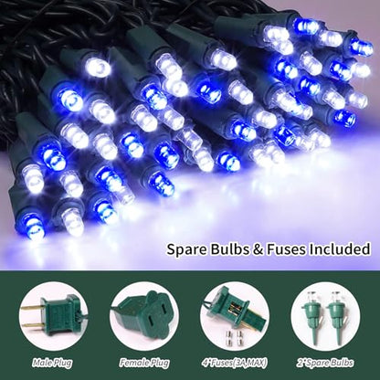 Blue White Christmas Lights Outdoor (100 Count)