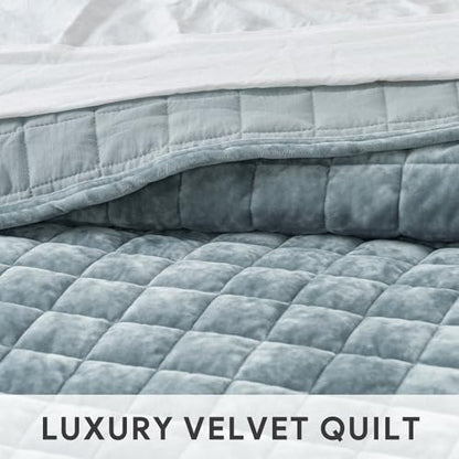 Channel Box Stitch Velvet Quilt Set