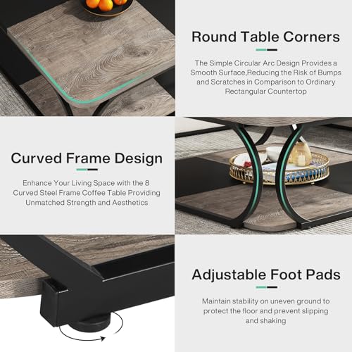 Coffee Table with Open Storage Shelf for Living Room