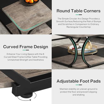 Coffee Table with Open Storage Shelf for Living Room