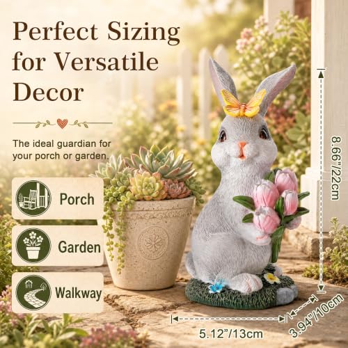 Solar Garden Rabbit Statue Outdoor Decor