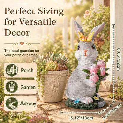 Solar Garden Rabbit Statue Outdoor Decor