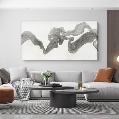 Abstract Wall Art Decor Large Modern Wall Art Decorations Wall Art Pictures for Living Room Abstract Canvas Art Wall Decor Gray White Wall Art Prints Artwork for Walls Bedroom Office Decor 24" X 48"