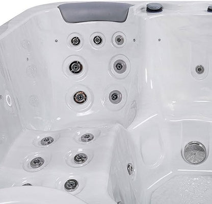 Bueno Spa Jersey 6 - Person 46 - Jet Acrylic Hot Tub with New Arctic Max Insulation, Ozonator, and Cover in Ice White