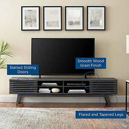 Render Mid Century Modern Low Profile 70 Inch Media Console TV Stand in Charcoal
