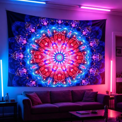 Blacklight Mandala Boho Tapestry